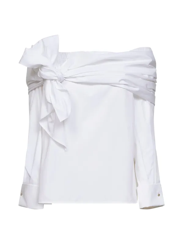White Poplin Blouse with Stole made by MaxMara