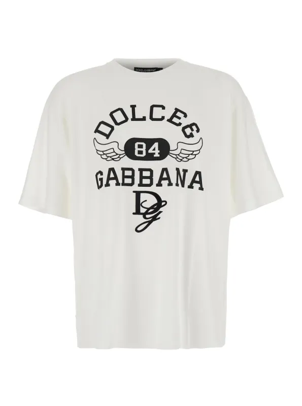 White Oversize T-Shirt with Maxi Logo made by Dolce & Gabanna