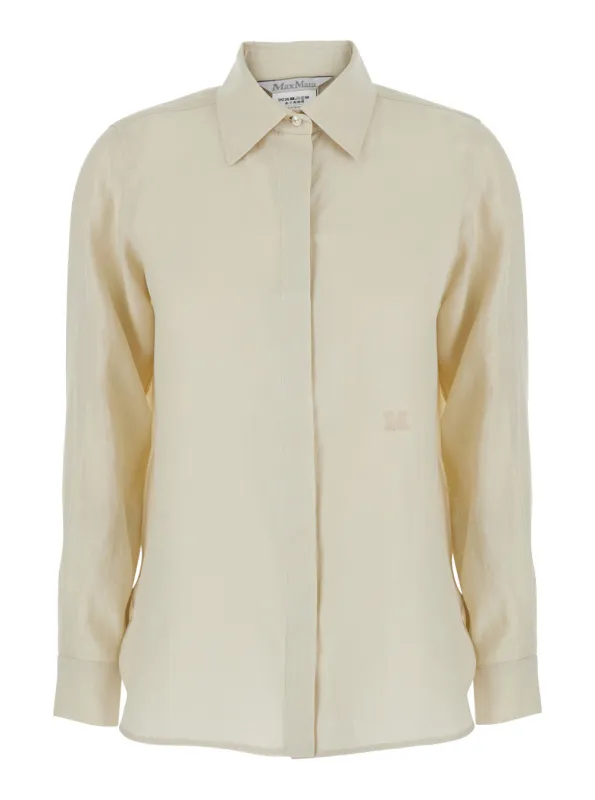 Long-Sleeved Linen Shirt Beige made by MaxMara