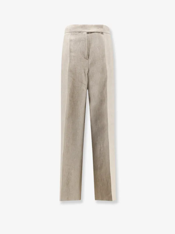 Trousers Ginnico Linen Beige made by MaxMara