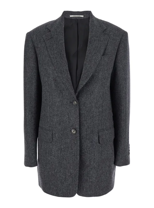 Grey Wool Single-Breasted Jacket with Notched Revers made by Tagliatore