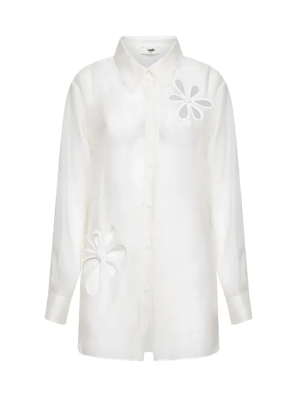 Shirt with Ajour Organza Motif White made by Fendi