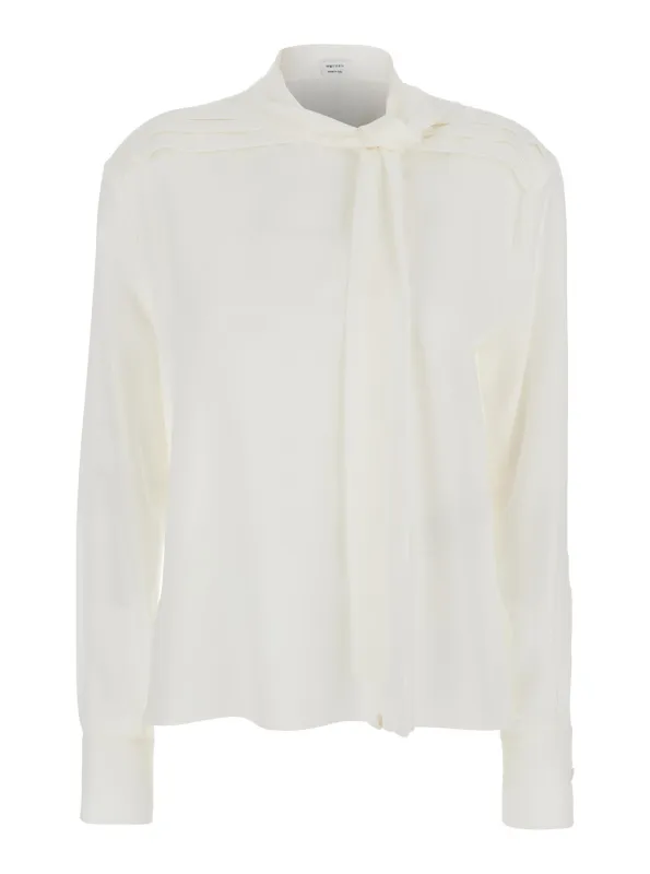 White Silk Blouse with Scarf Detail made by Alexander McQueen