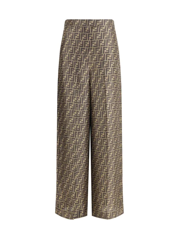 Pants Monogram Silk Tobacco made by Fendi