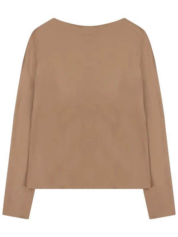 Silk Blend Blouse in Beige made by Alberta Ferretti