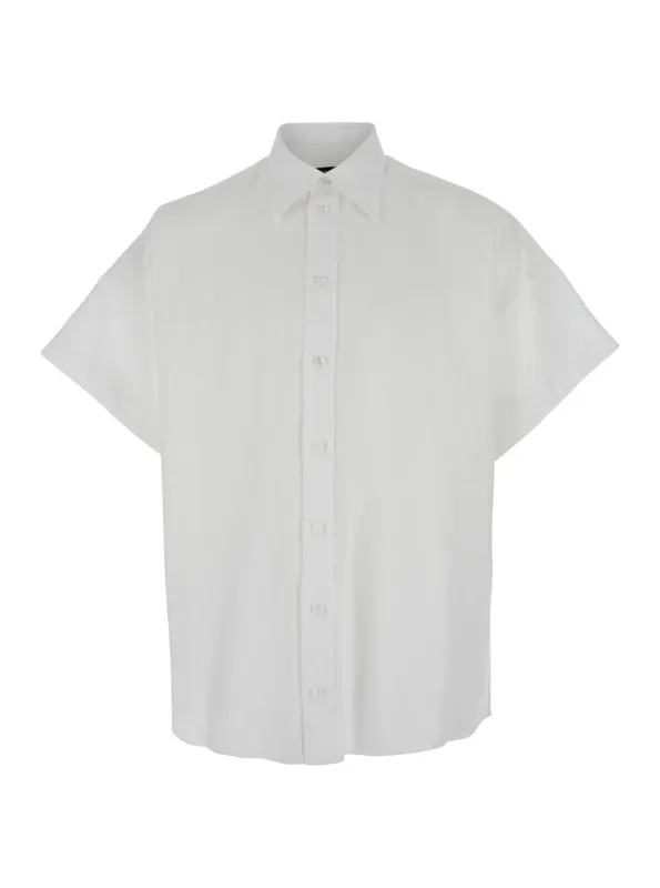 White Linen Shirt with Classic Collar made by Dolce & Gabanna