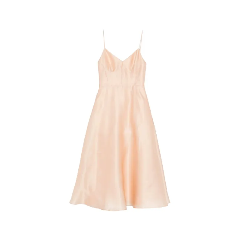 Beige A-Line Dress with V-Neck made by Alberta Ferretti