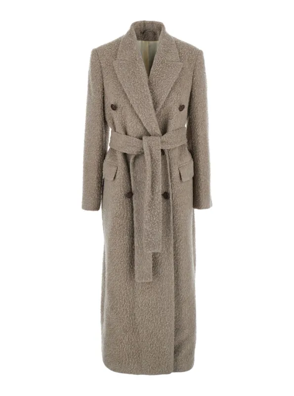 Beige Double-Breasted Wool Blend Coat made by Golden Goose