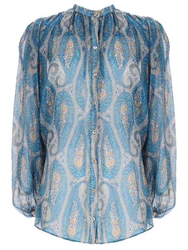 Silk Shirt in Blue made by Etro