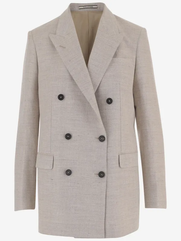 Double-Breasted Linen Blend Jacket made by Tagliatore