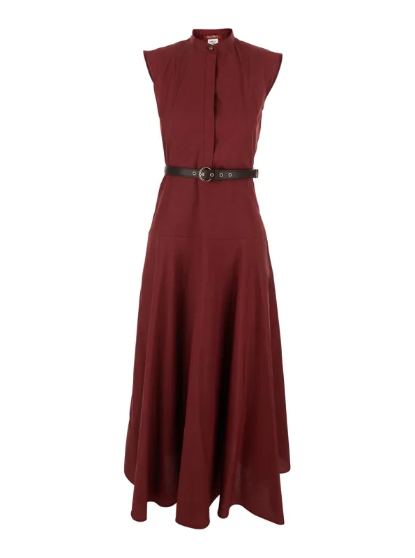 Dress, Burgundy Cotton made by MaxMara