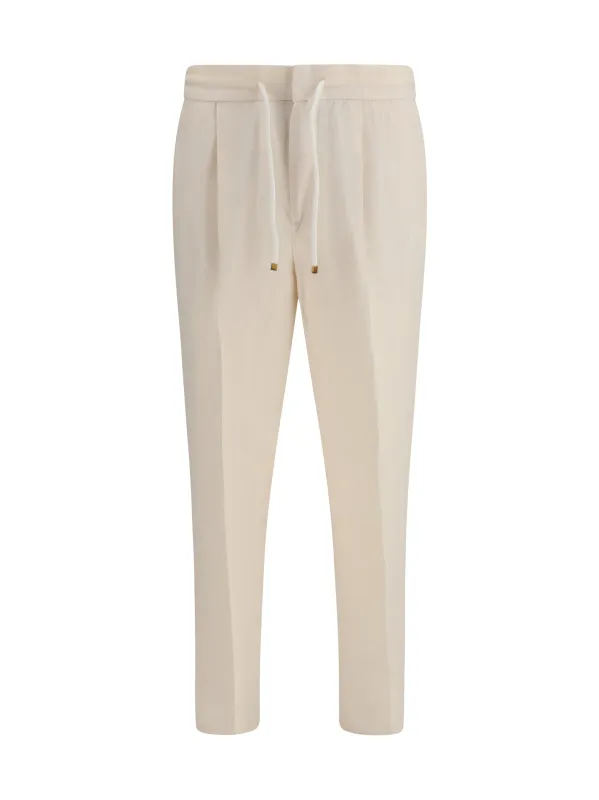 Linen Trousers Off White made by Brunello Cucinelli