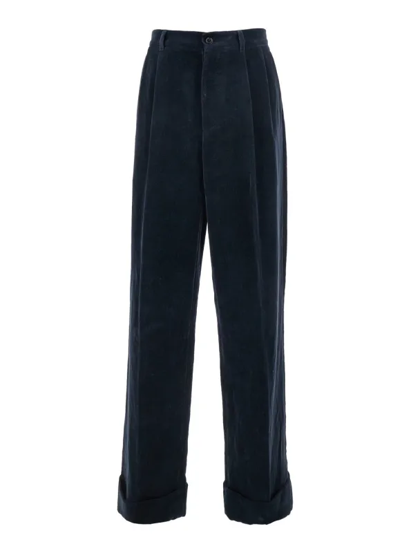 Blue Linen and Cotton Blend Pants made by Valentino
