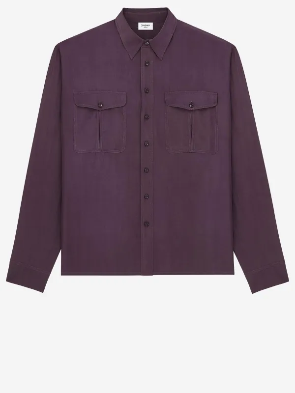 Shirt in Viscose and Silk, Dark Purple made by Yves Saint Laurent