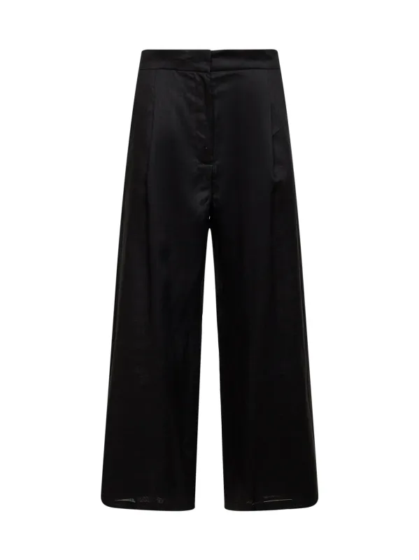 Cropped Trousers MSTTARTUFO Black Ramie made by MaxMara