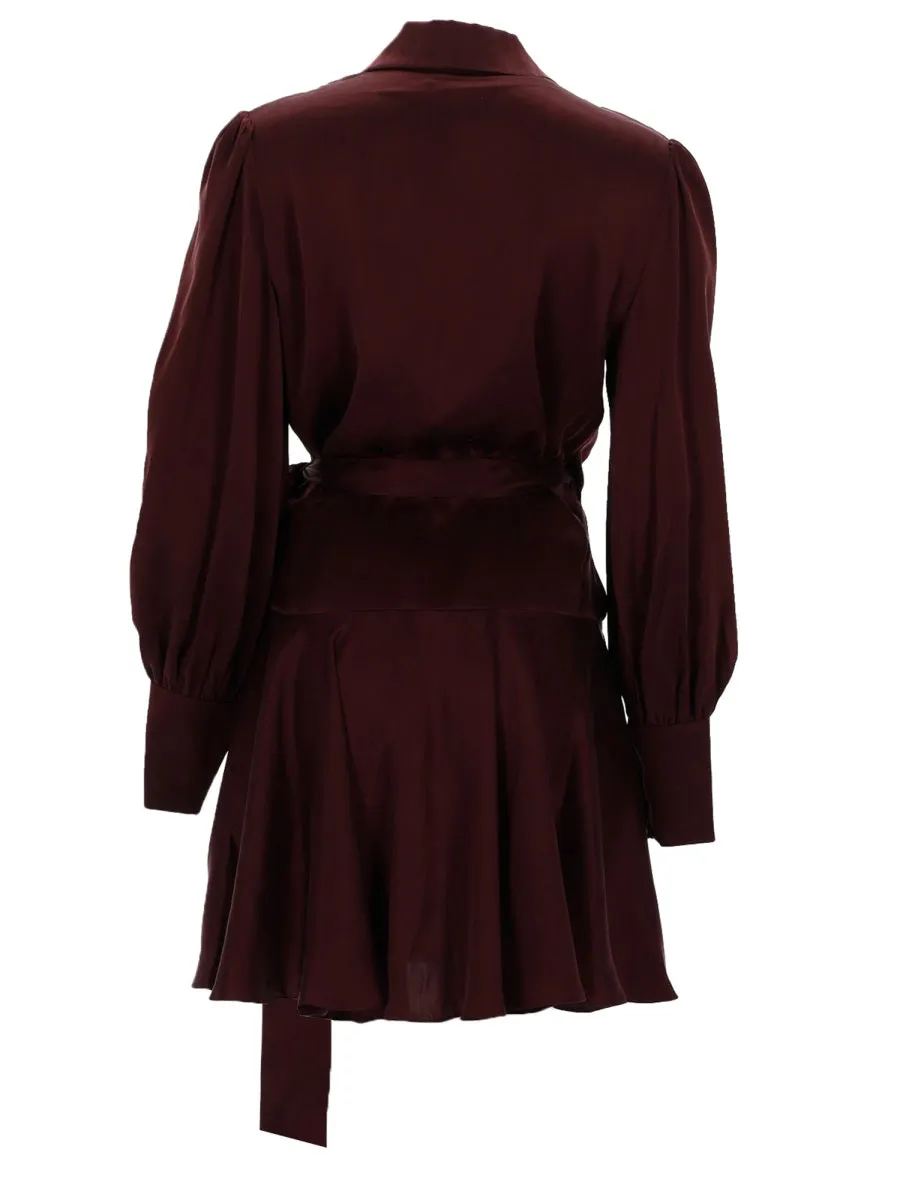 Mini Wrap Dress Bordeaux Silk sold by Lord & Taylor product image thumbnail 2