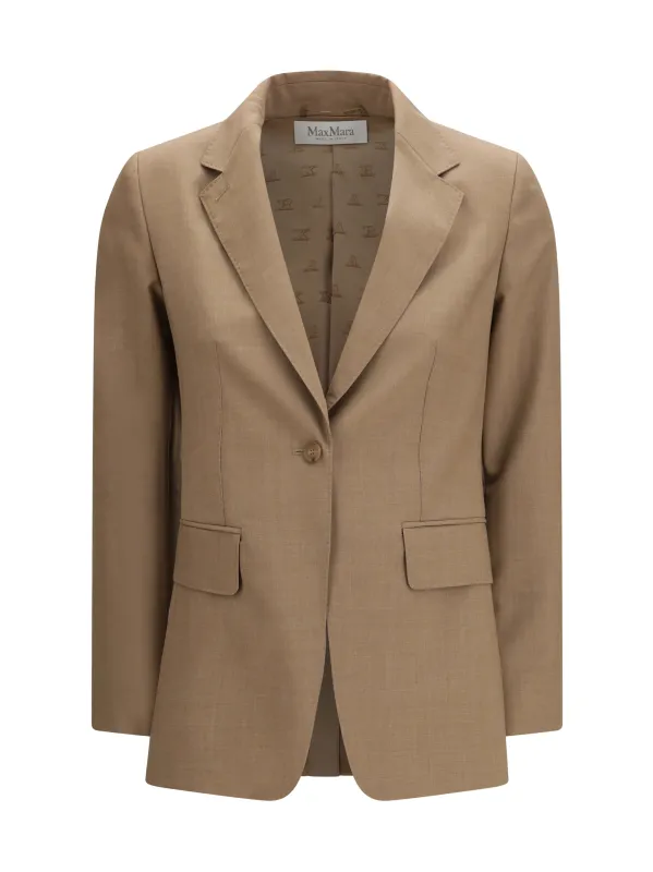 Single-Breasted Wool Blazer Hazelnut made by MaxMara