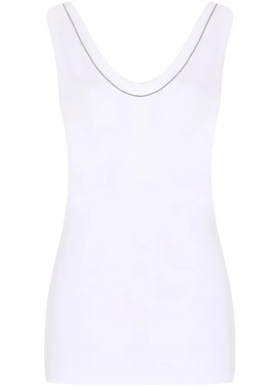 WHITE CRYSTAL EMBELLISHED COTTON TOP sold by Lord & Taylor