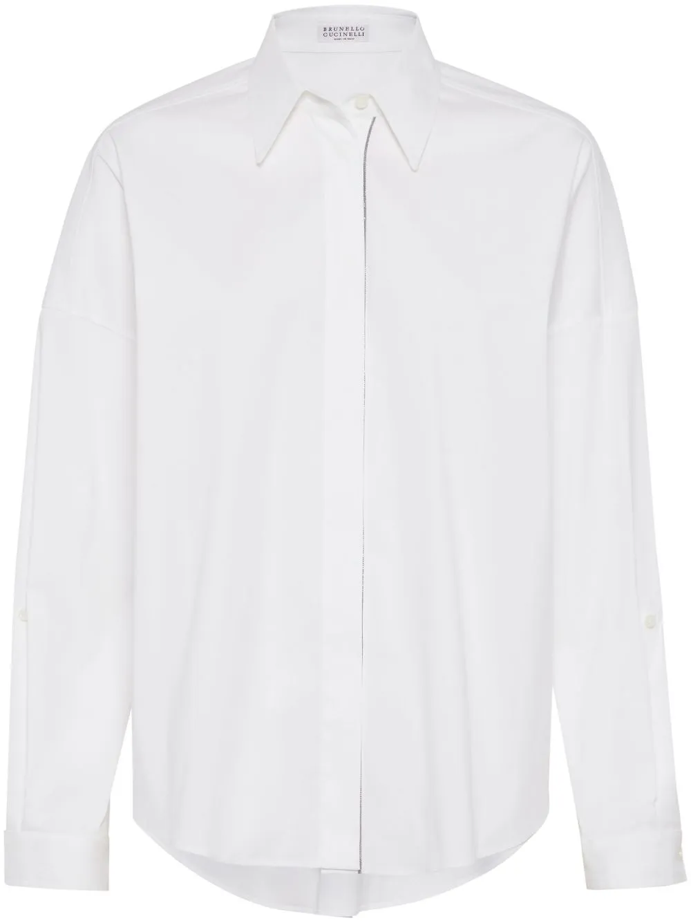 WHITE BEAD EMBELLISHED POPLIN SHIRT sold by Lord & Taylor