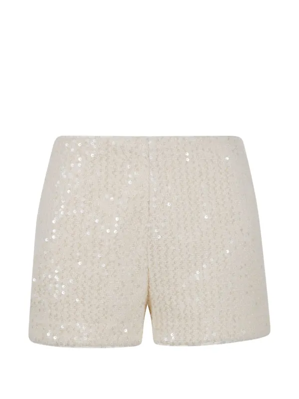 BEIGE SEQUIN EMBELLISHED COTTON SHORTS made by Twinset
