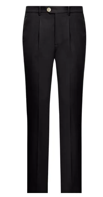 BLACK PLEATED FRONT COTTON TROUSERS sold by Lord & Taylor