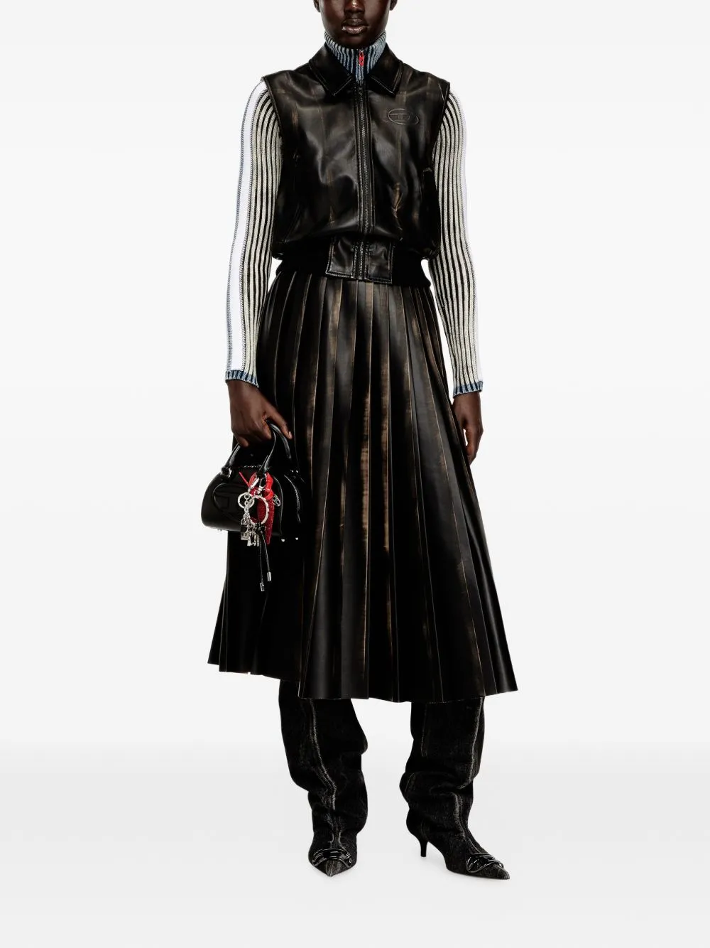 BLACK SLEEVELESS FAUX-LEATHER JACKET sold by Lord & Taylor product image thumbnail 4