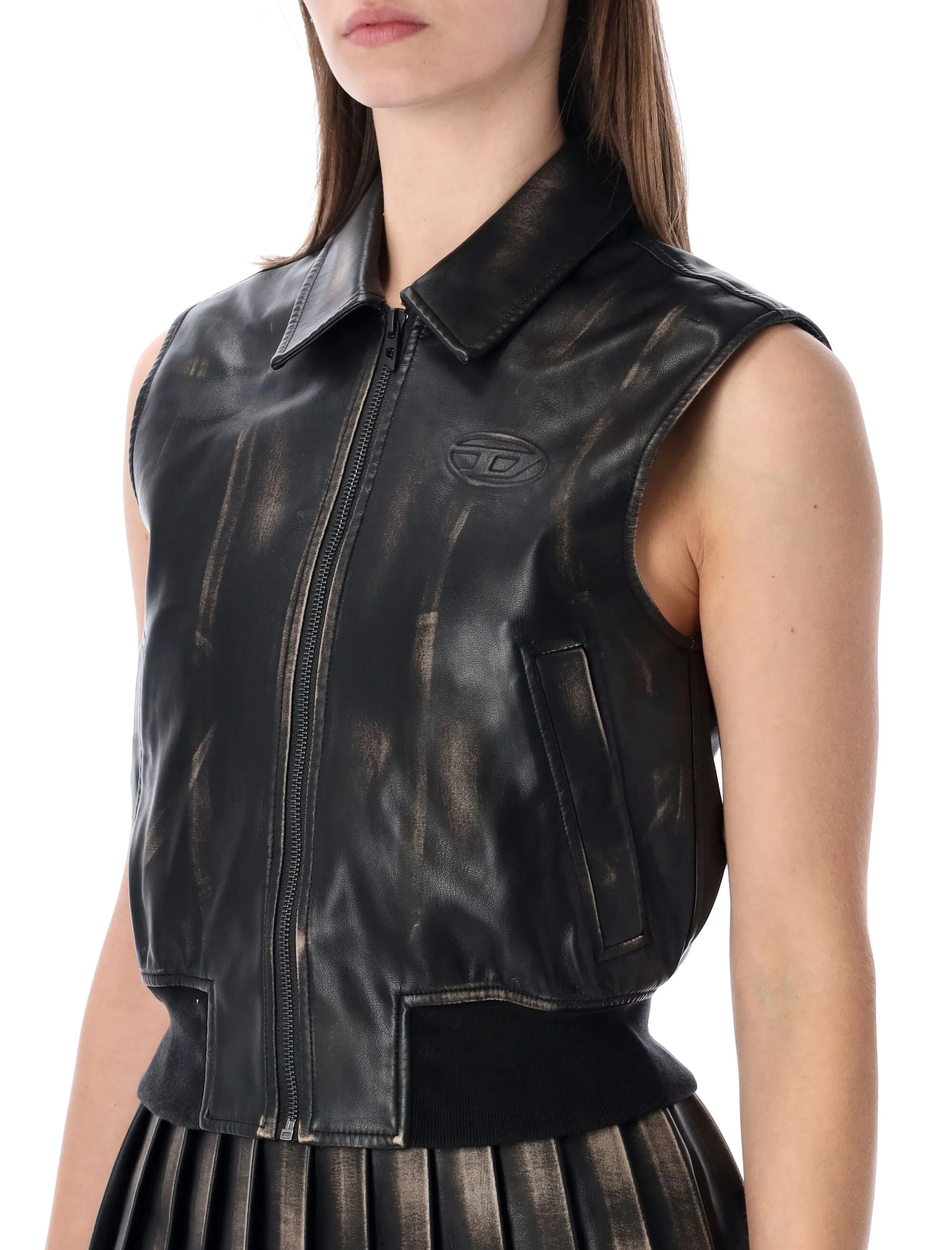 BLACK SLEEVELESS FAUX-LEATHER JACKET sold by Lord & Taylor product image thumbnail 3