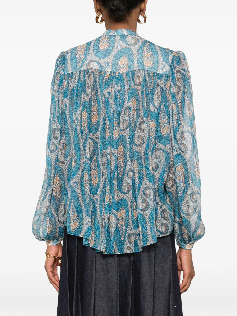 LIGHT BLUE PAISLEY SILK SHIRT sold by Lord & Taylor product image thumbnail 5
