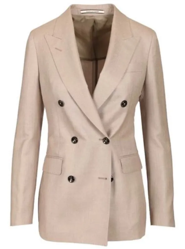 BEIGE DOUBLE-BREASTED NOTCHED LAPEL JACKET made by Tagliatore