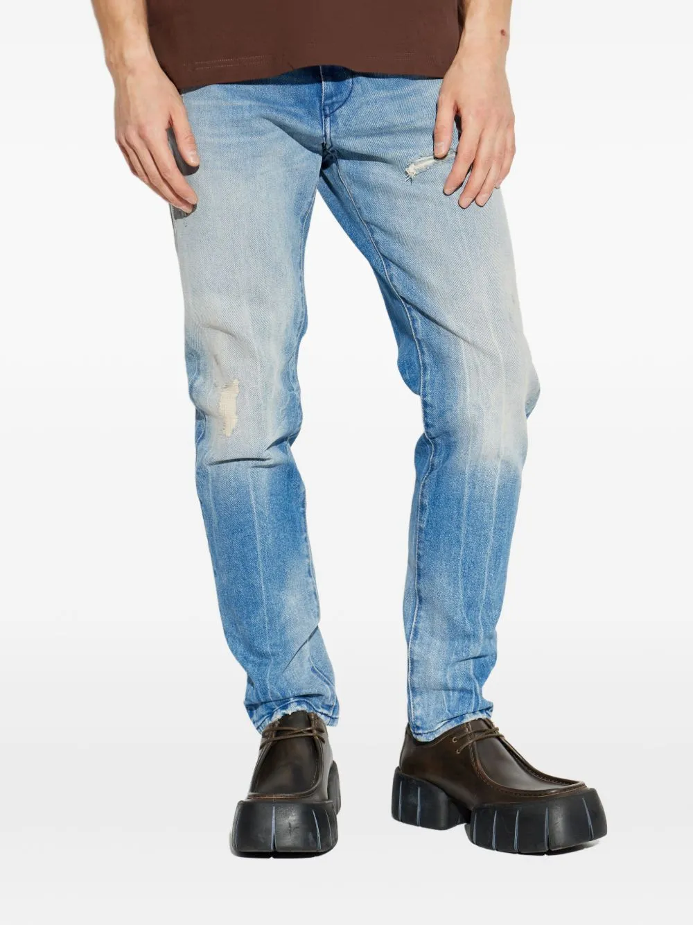 LIGHT BLUE DISTRESSED DENIM JEANS sold by Lord & Taylor product image thumbnail 3