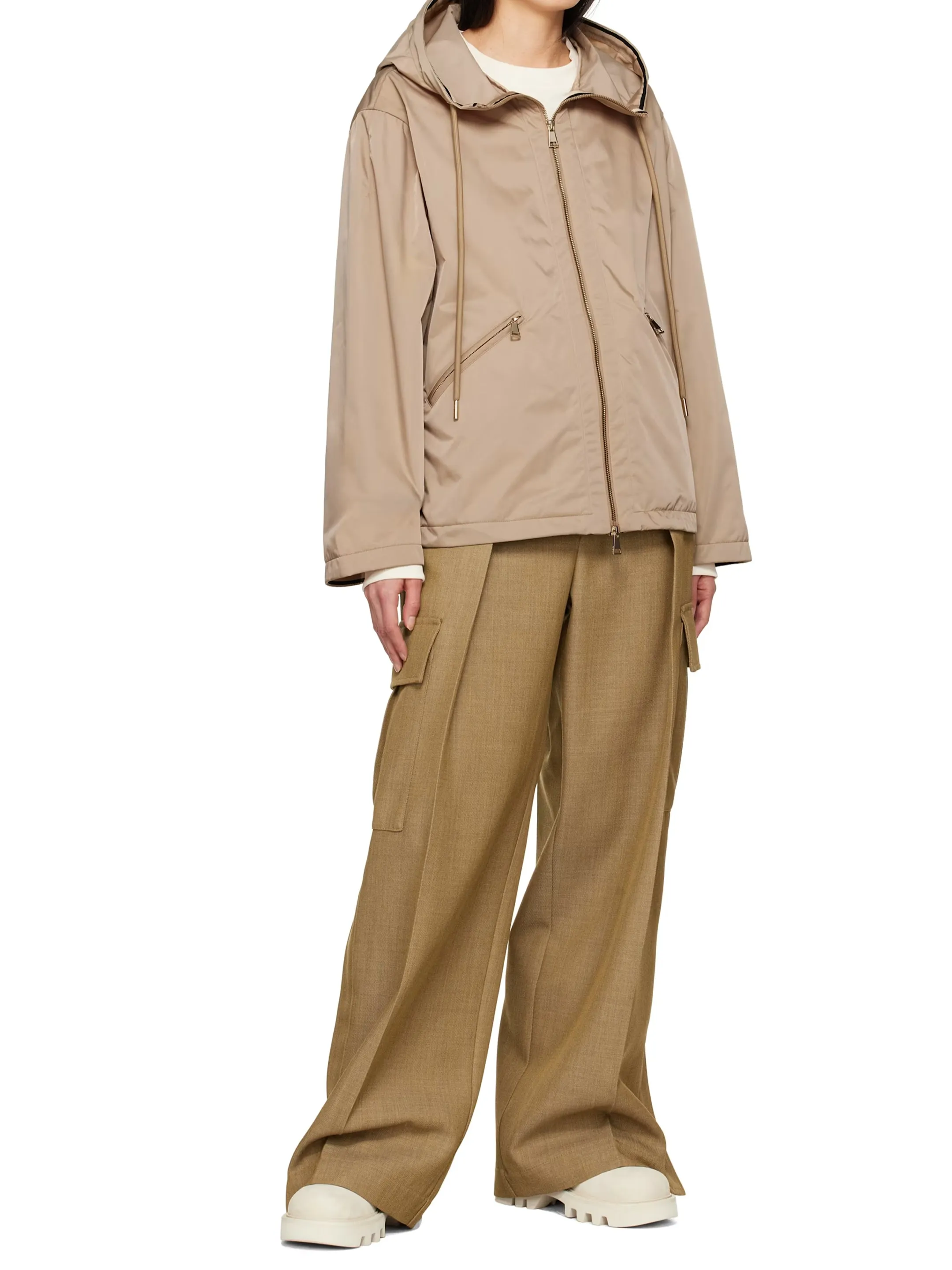 BEIGE DRAWSTRING HOODED LOGO JACKET sold by Lord & Taylor product image thumbnail 5