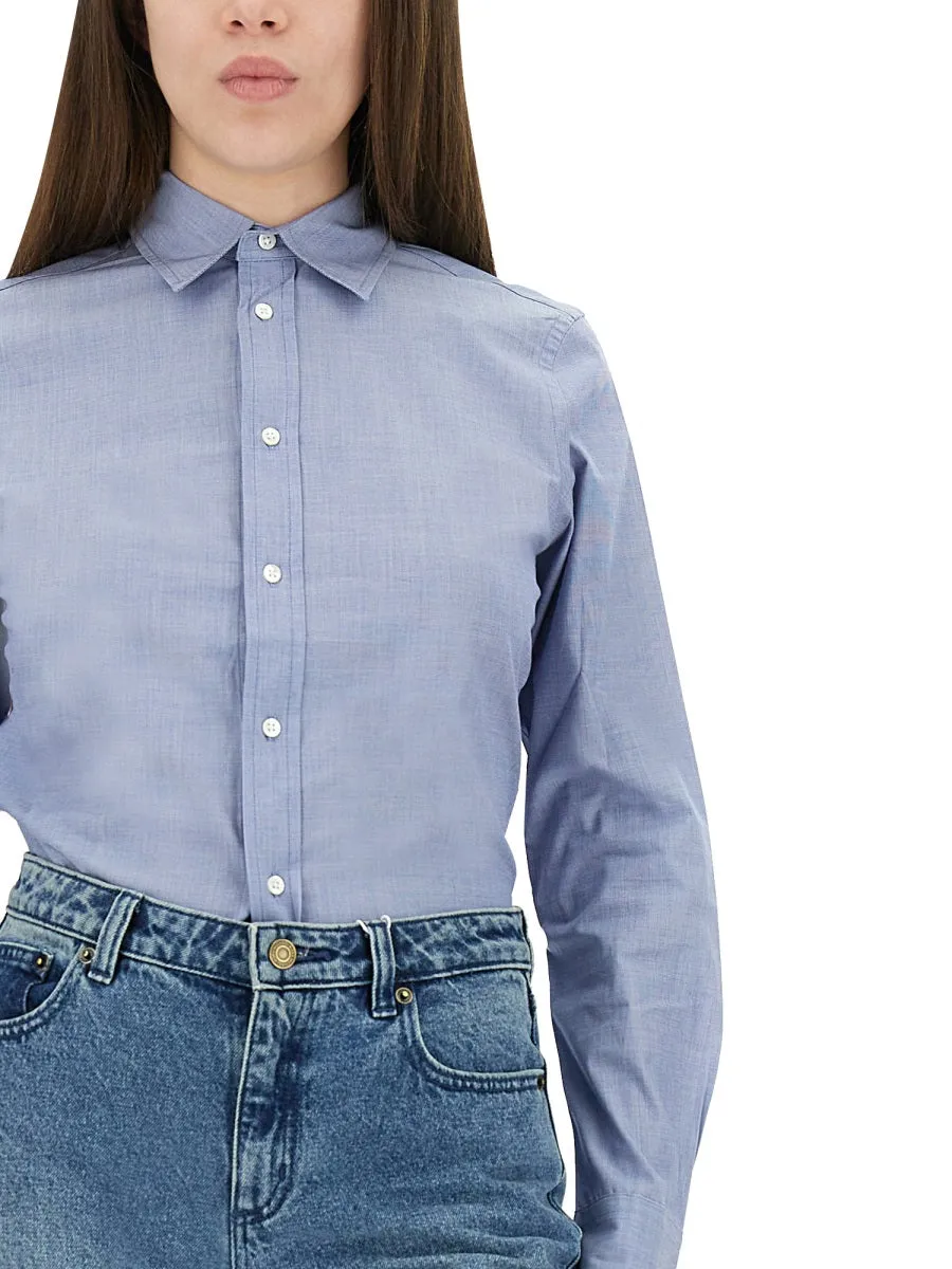 BLUE BUTTON-DOWN EMBROIDERED LOGO SHIRT sold by Lord & Taylor product image thumbnail 2