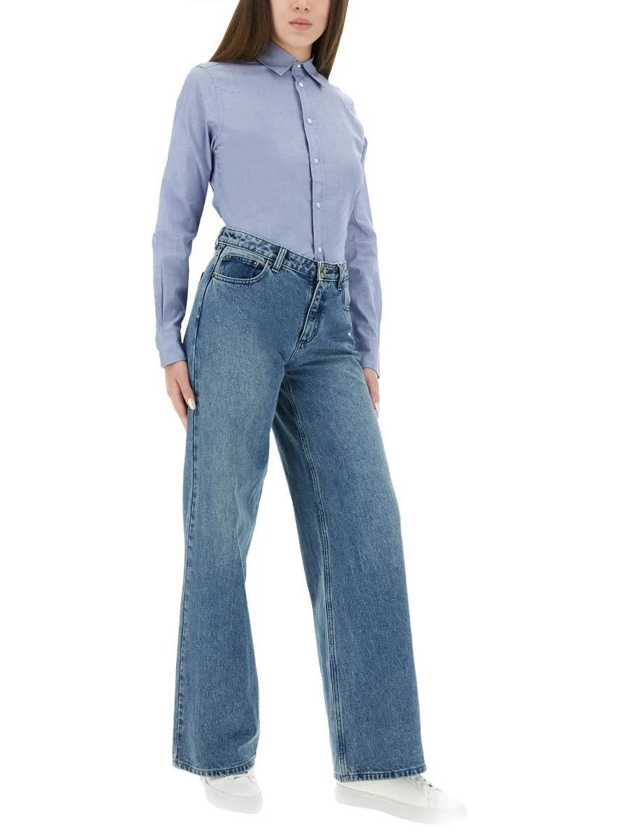 BLUE BUTTON-DOWN EMBROIDERED LOGO SHIRT sold by Lord & Taylor product image thumbnail 4
