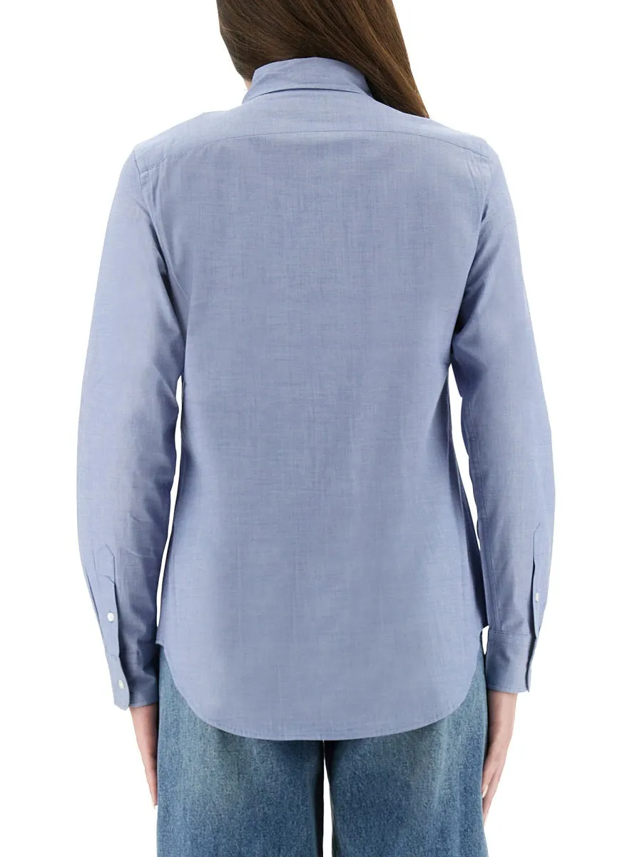 BLUE BUTTON-DOWN EMBROIDERED LOGO SHIRT sold by Lord & Taylor