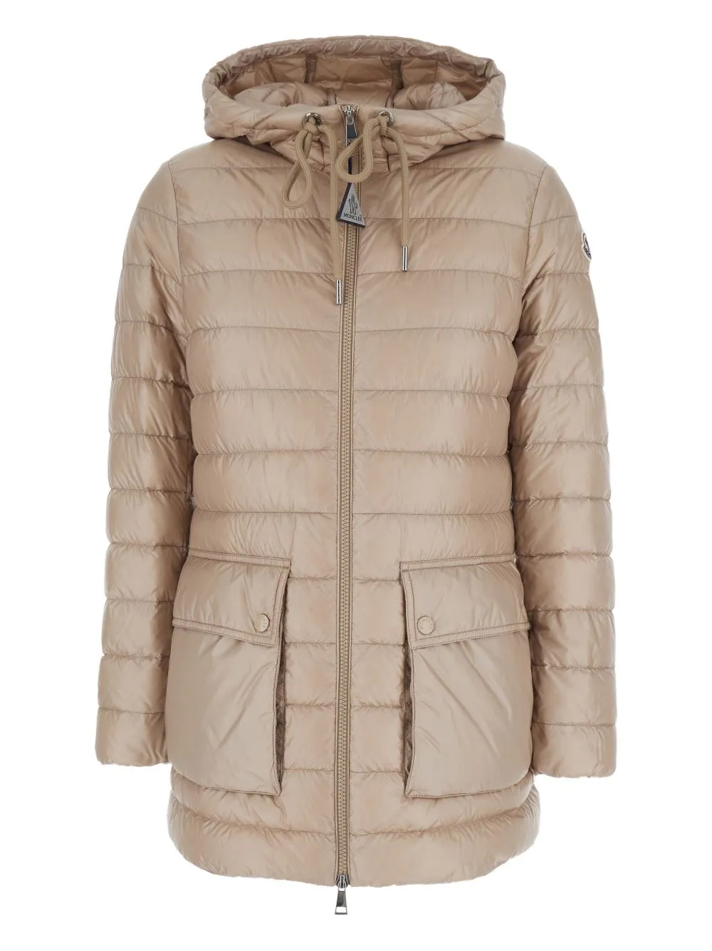BEIGE QUILTED HOODED LOGO JACKET sold by Lord & Taylor