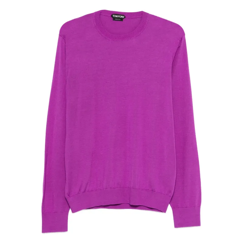 Crew Neck Sweater in Purple Silk made by Tom Ford