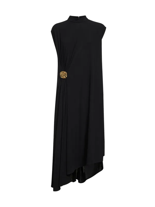 Dress Asymmetric Crepe Viscose Black made by Bottega Veneta