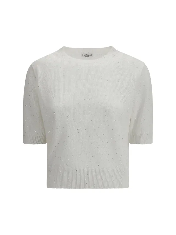 Sweater Dazzling Cotton White made by Brunello Cucinelli