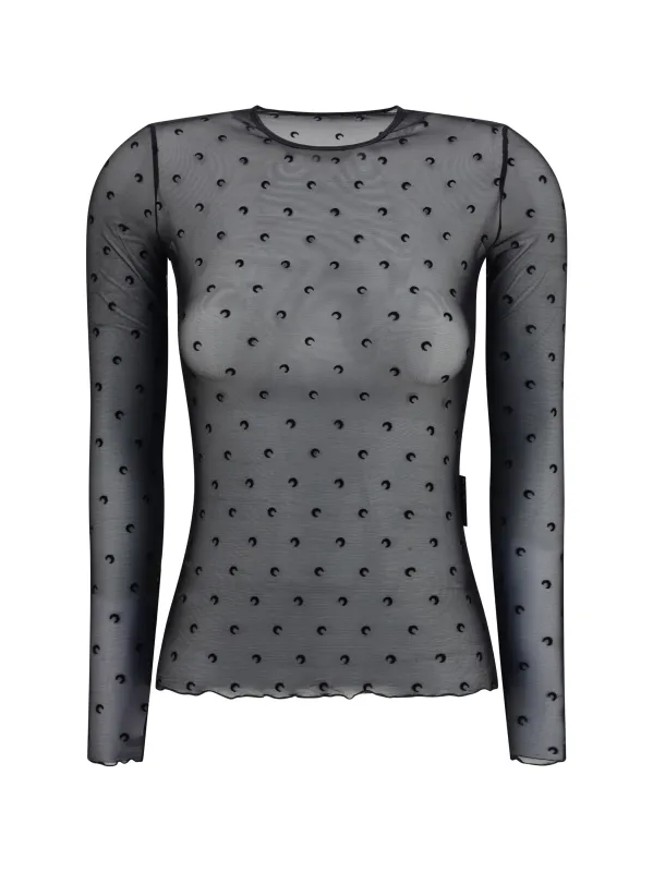 Long-sleeve Moon Print Top Black made by Marine Serre