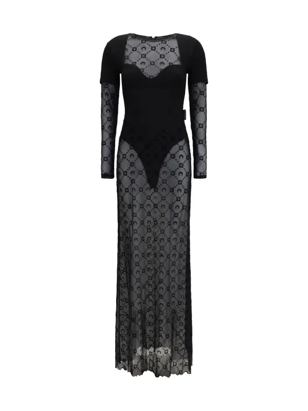 Dress Layered Jersey and Mesh Black made by Marine Serre
