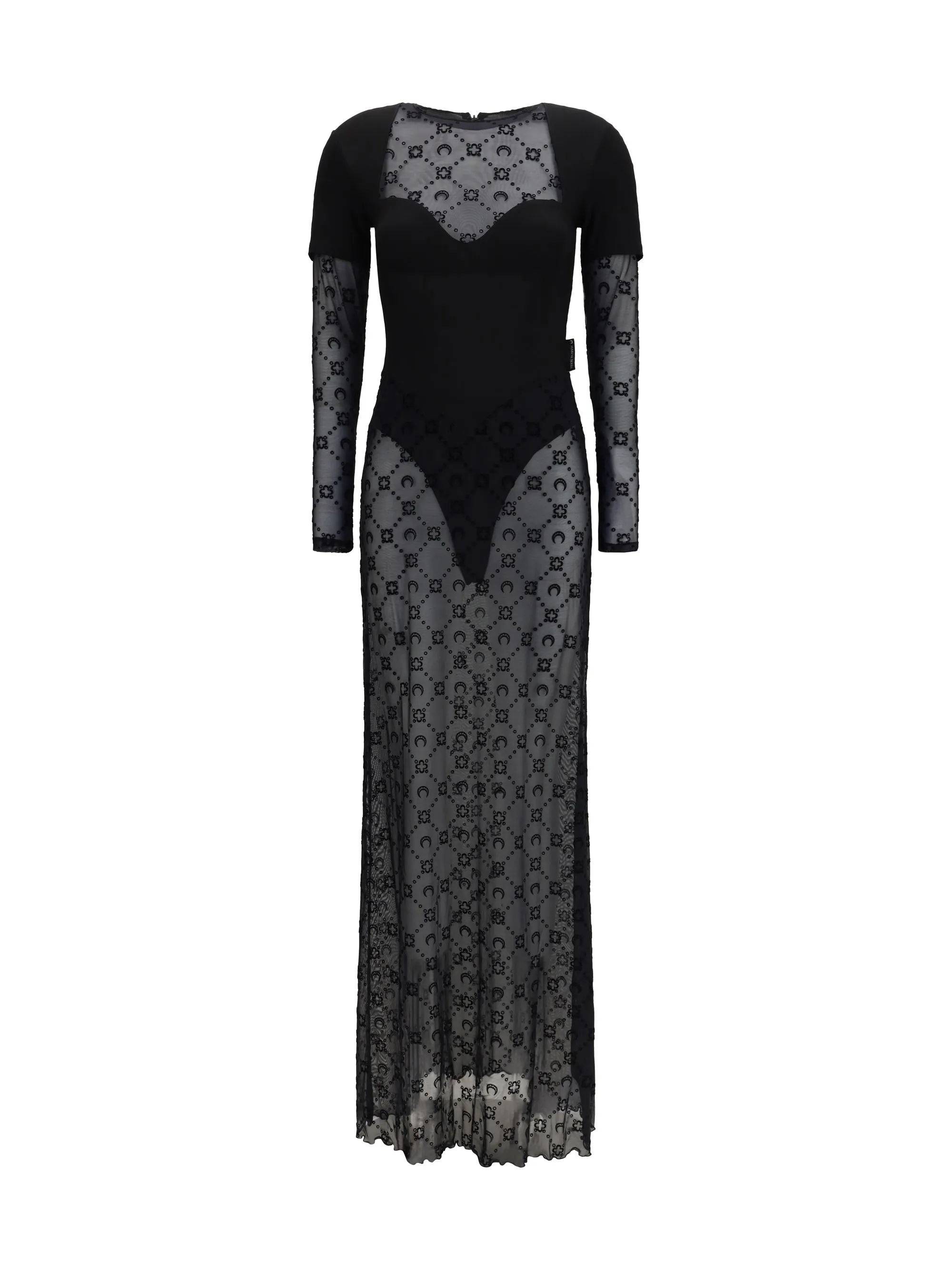 Dress Layered Jersey and Mesh Black sold by Lord & Taylor