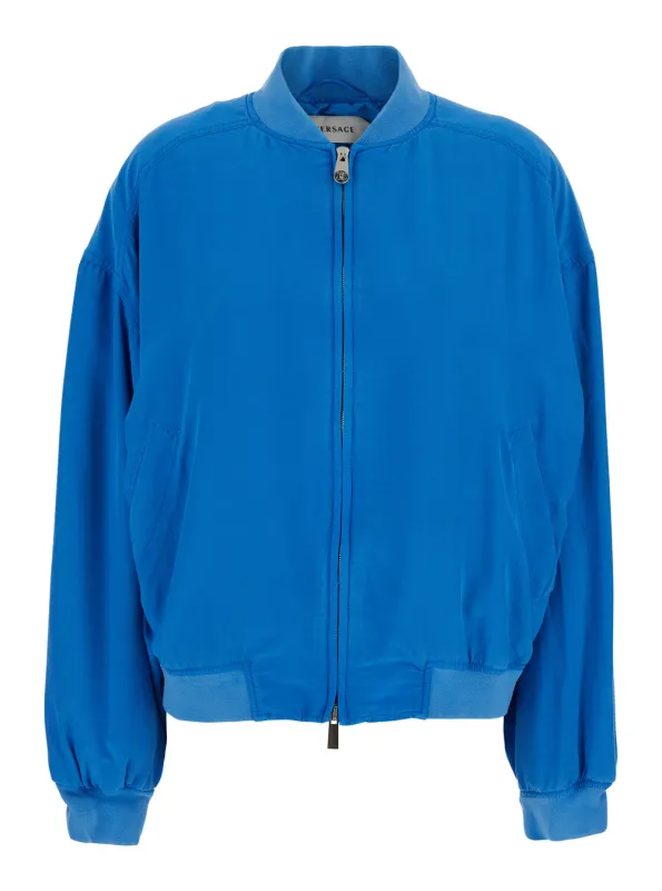 Bomber Jacket Blue Silk made by Versace