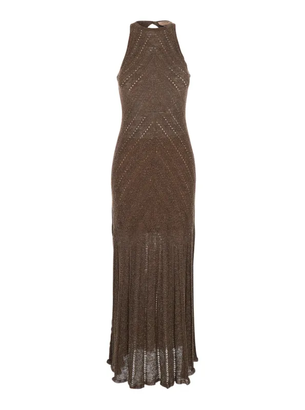 Long Dress Knitted Linen Brown made by Twinset