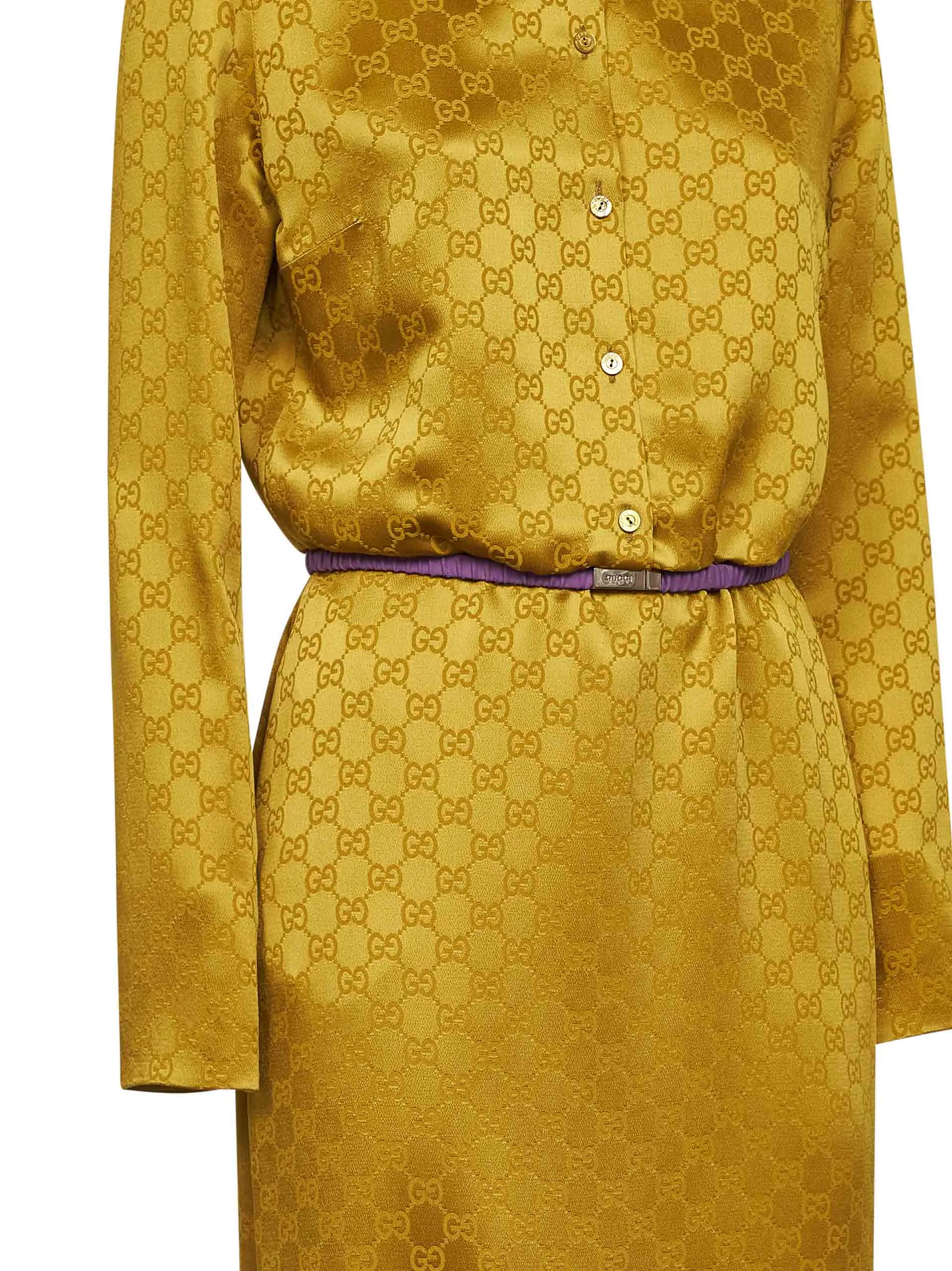 Gold GG Jacquard Viscose Midi Shirt Dress sold by Lord & Taylor product image thumbnail 3