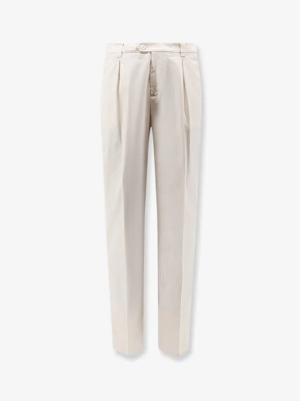 Stretch Cotton Trousers White made by Brunello Cucinelli