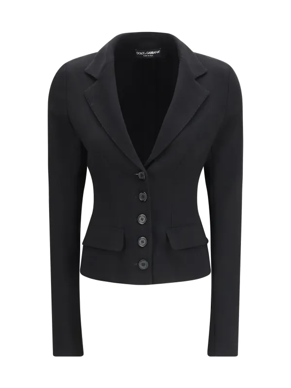 Single-Breasted Jacket Stretch Wool Black made by Dolce & Gabanna
