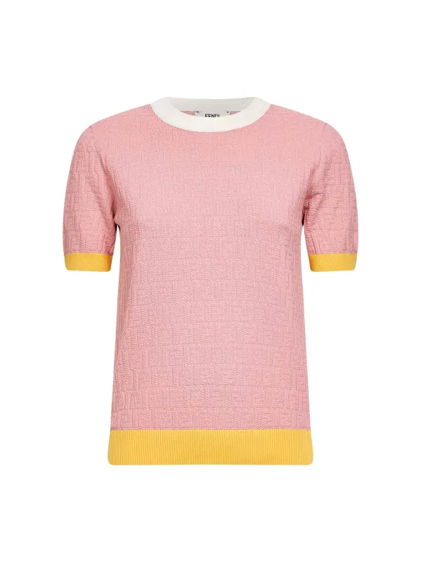 Sweater FF Jacquard Pink Cotton-Silk made by Fendi