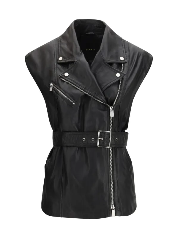 Biker Vest Gypsy Black Goatskin made by Pinko