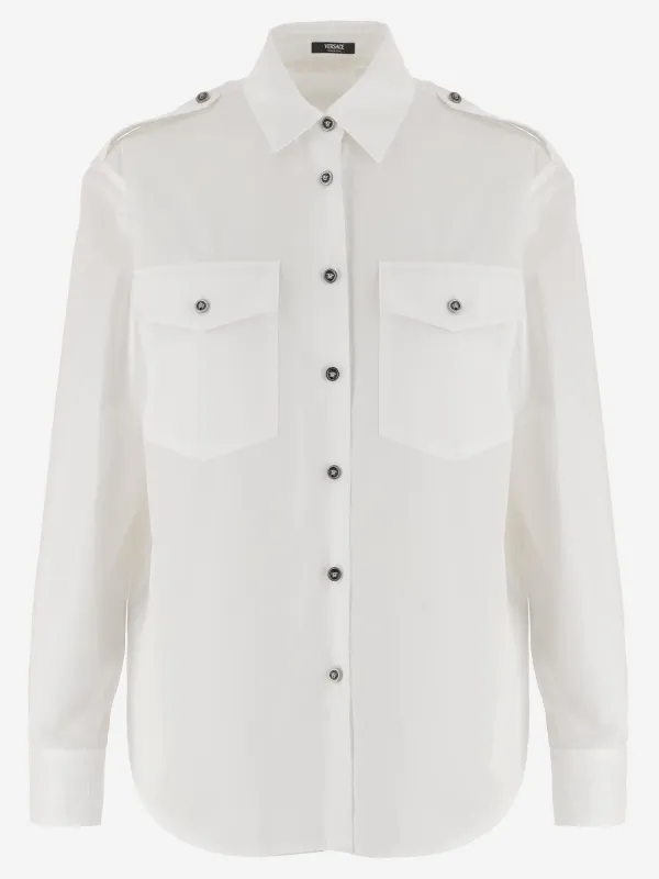 Cotton Shirt with Contrasting Buttons made by Versace
