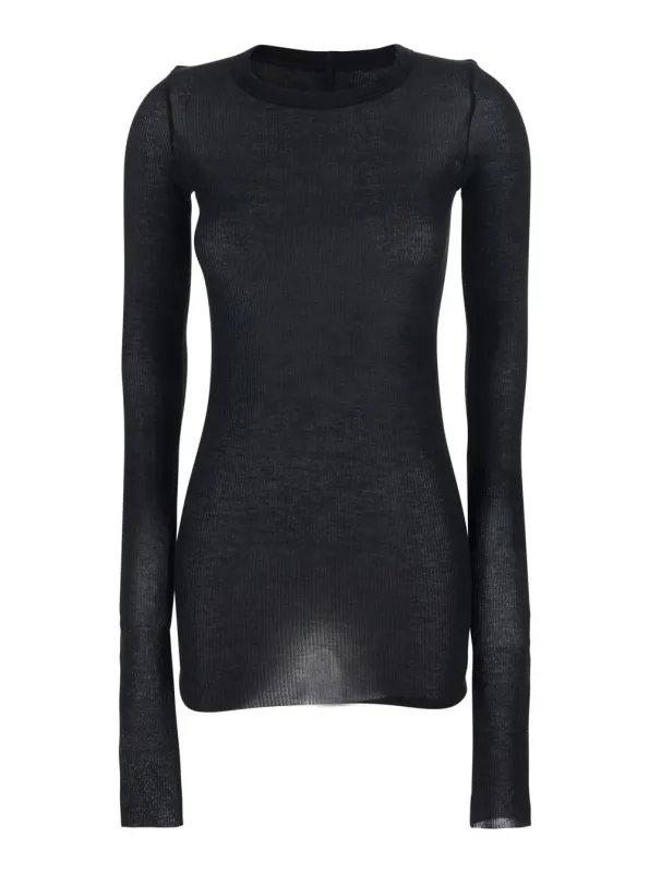 T-Shirt Round Neck Black Viscose-Silk made by Rick Owens